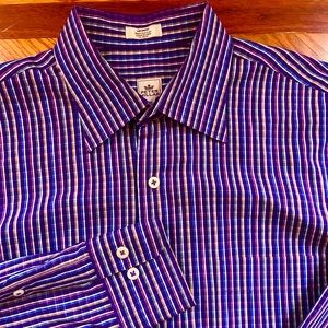 Peter Millar Purple Plaid Long Sleeve Button Up shirt Medium